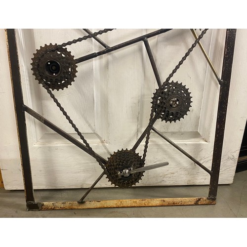 532 - An excellent piece of metal wall art entitled Life Cycle featuring turning chains by Brett of Upcycl... 