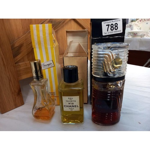 788 - A quantity of vintage perfume including Chanel no 19, Opium etc, some are partly used