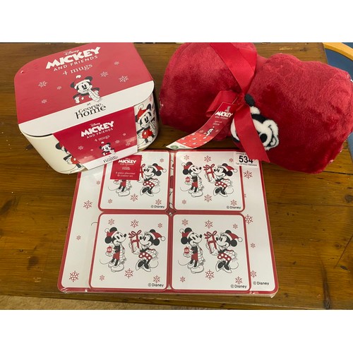 534 - Disney and Friends Mickey Mouse new items including Blanket, Table Mat & Coaster Set and Mugs