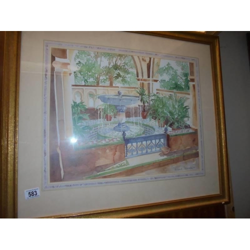 583 - A framed and glazed rural scene signed Richard Arelman, COLLECT ONLY.