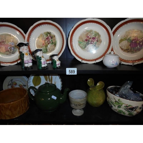 589 - Five shelves of assorted ceramics, COLLECT ONLY.