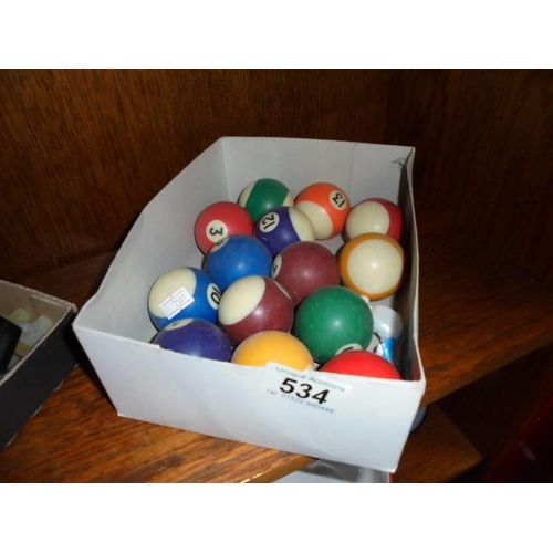 534 - An incomplete set of pool balls.