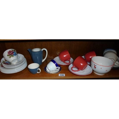 536 - A quantity of cups and saucers etc.,