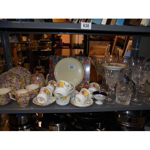 631 - A mixed lot of glass and table ware.