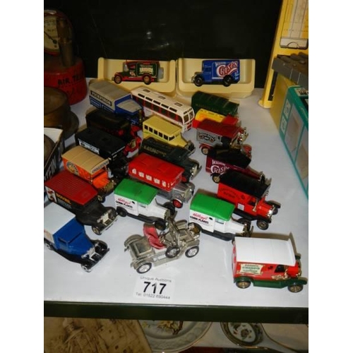 717 - A mixed lot of unboxed Corgi, Lledo and Matchbox diecast model vans.