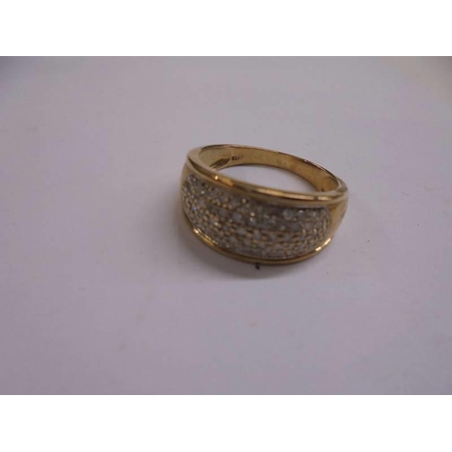 1017 - A yellow gold multi diamond ring, size R.