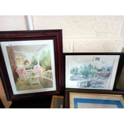 516 - A quantity of framed and glazed prints.