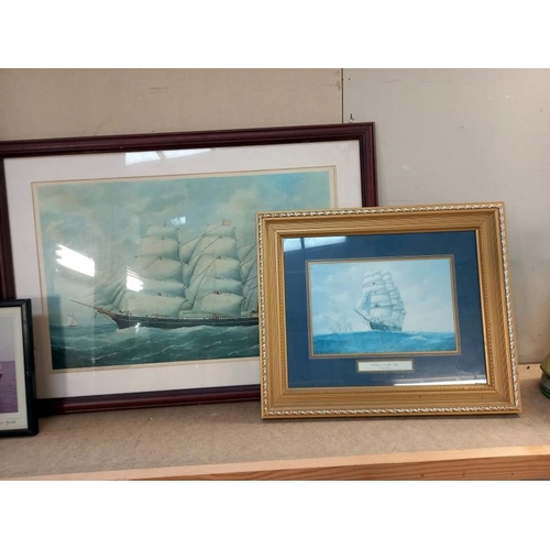 606 - A selection of pictures of sailing ships including oil on canvas, prints  etc including signed pictu... 