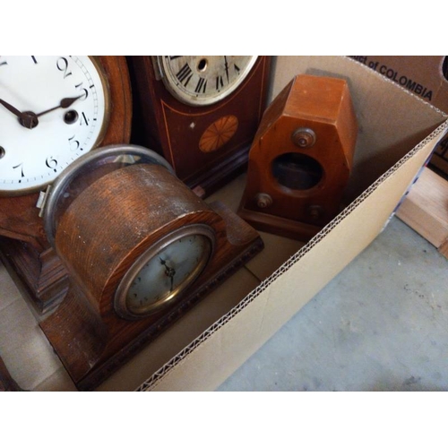 639 - A selection of Edwardian inlaid mantle clock and others for repair