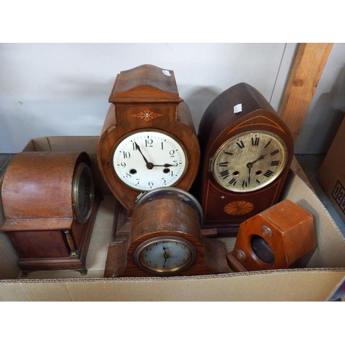 639 - A selection of Edwardian inlaid mantle clock and others for repair