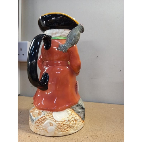 655 - A long John Silver musical Toby jug, A/F has a hole in the back (check picture) tune does not play p... 