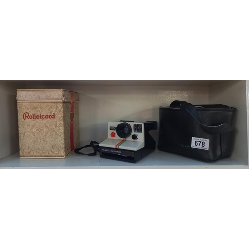 678 - A vintage instant Polaroid 1000 hand camera & a empty Rollicord camera box