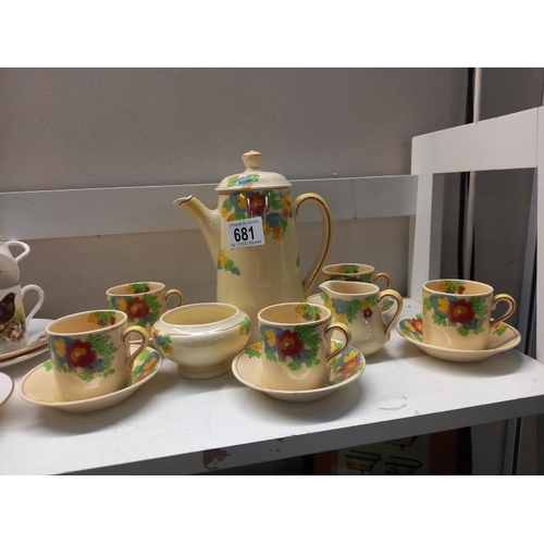 681 - A quantity of Royal Worcester 'Best loved birds' coffee cans & saucers & a Royal Doulton coffee set