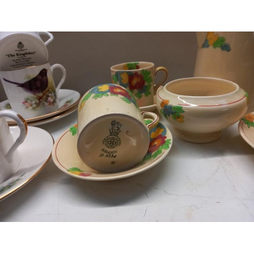 681 - A quantity of Royal Worcester 'Best loved birds' coffee cans & saucers & a Royal Doulton coffee set