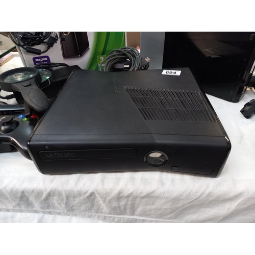 694 - An Xbox 360 with box & an empty Xbox 360 box etc.