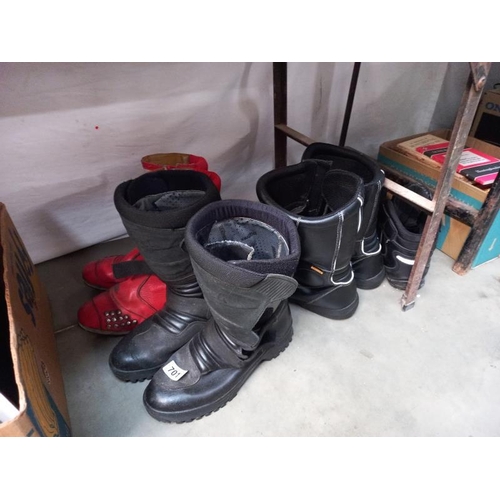 701 - A pair of Merlin motorcyclists boots new with labels size 11 plus another used pair, size unknown & ... 