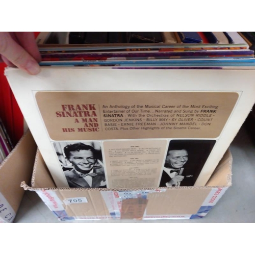 705 - 2 boxes of LP vinyl records including Ella & Basie & easy listening etc.