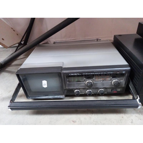 715 - A Denon audio cassette player, Crown radio & TV, Toshiba DVD player