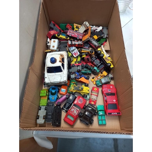 717 - A box of play worn mainly Matchbox die cast cars