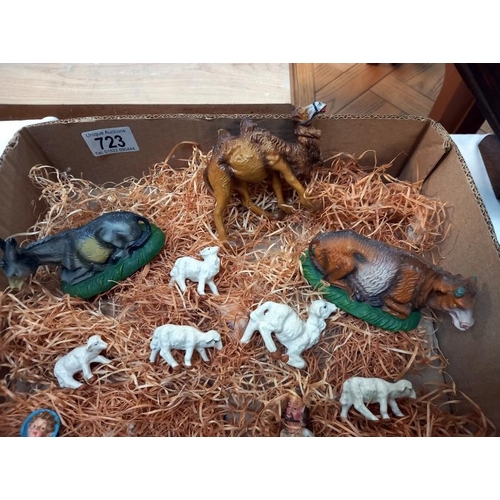 723 - A vintage Nativity set, Camel A/F & missing baby Jesus