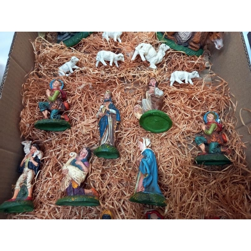 723 - A vintage Nativity set, Camel A/F & missing baby Jesus