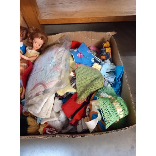 726 - A box of Sindy/Barbie STYLE/type Dolls with clothing