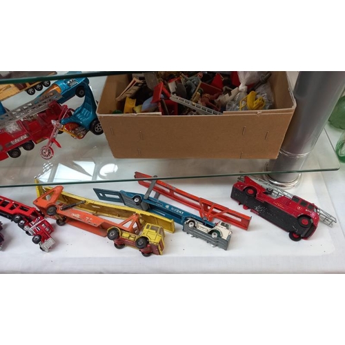 729 - A box of play worn die cars including Matchbox, Corgi etc. Including Spiderman bike, Easy rider chop... 