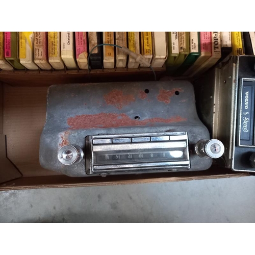 745 - A vintage Volvo 8 track stereo player with selection of cassettes also American Kokomo Indiana model... 