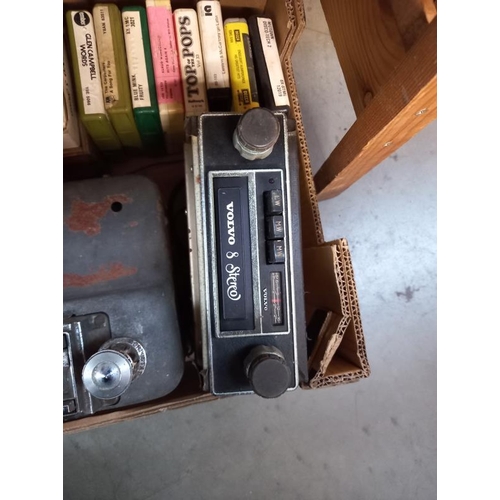 745 - A vintage Volvo 8 track stereo player with selection of cassettes also American Kokomo Indiana model... 