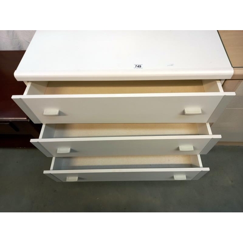 749 - A white melamine bedroom chest of drawers