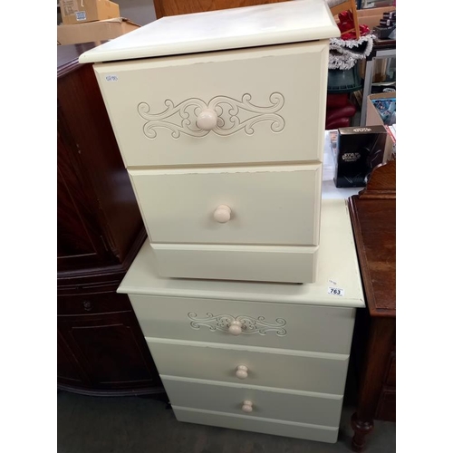 763 - 2 white finished bedroom chest of drawers