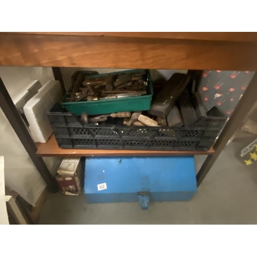 822 - A good quantity of miscellaneous old hand tools including H/D metal tool box