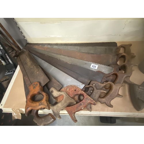 829 - 10 vintage wood saws of different quality & teeth