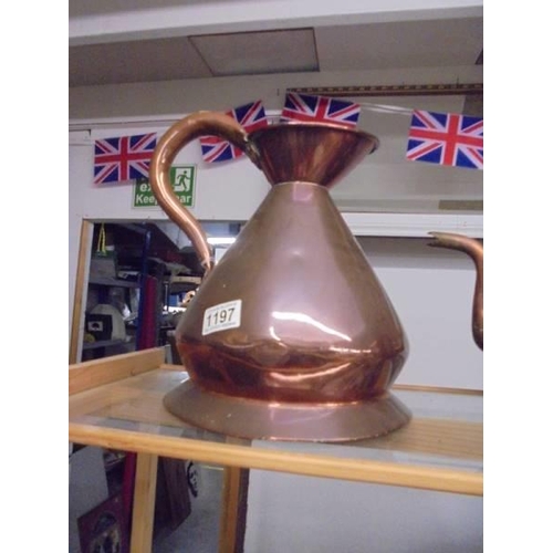 1197 - A antique copper one gallon jug.