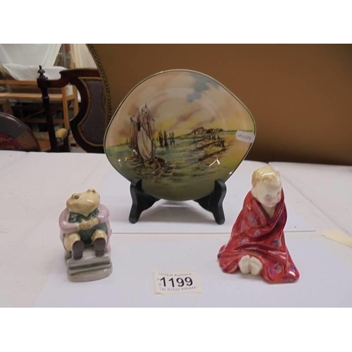 1199 - A Royal Doulton 'This Little Pig' HN1793, Home Waters dish D6434 and a Royal Albert Beatrix Potter M... 