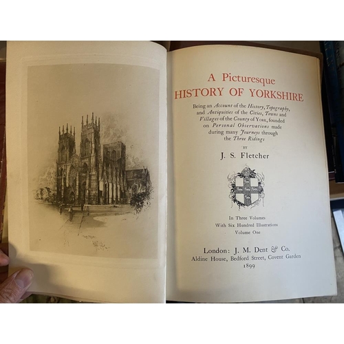 46 - 3 volumes of A Picturesque History of Yorkshire by J S Fletcher Vol 1 1899, Vol 2 1900, Vol 3 1901