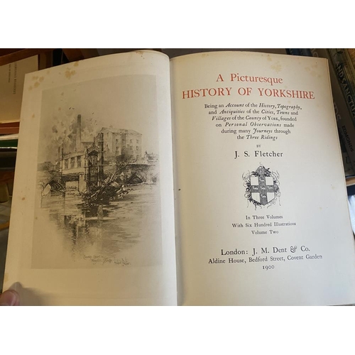 46 - 3 volumes of A Picturesque History of Yorkshire by J S Fletcher Vol 1 1899, Vol 2 1900, Vol 3 1901