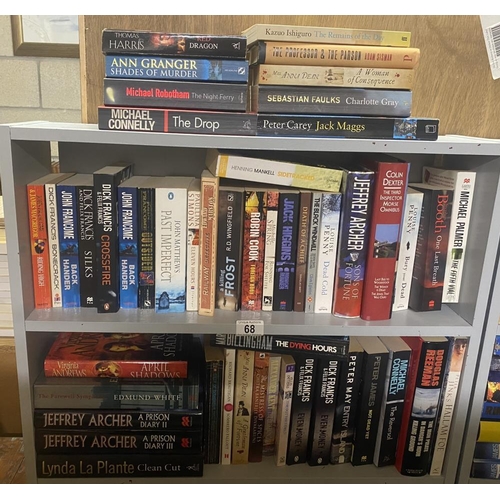 68 - 3 shelves of Modern general fiction books including Dick Francis, John Francombe, Thomas Harris, Mar... 