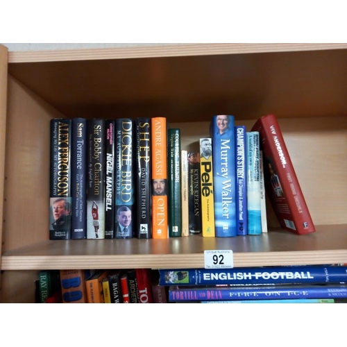 92 - Sporting autobiographies and biographies including Mansell, Agassi, Virgina Wade etc