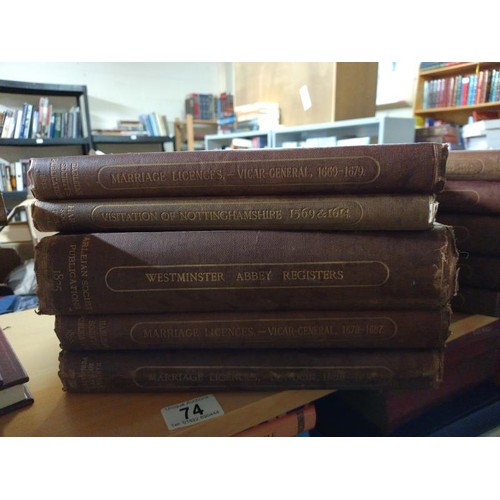 74 - A collection of Volumes from The Publication of the Harleain Society