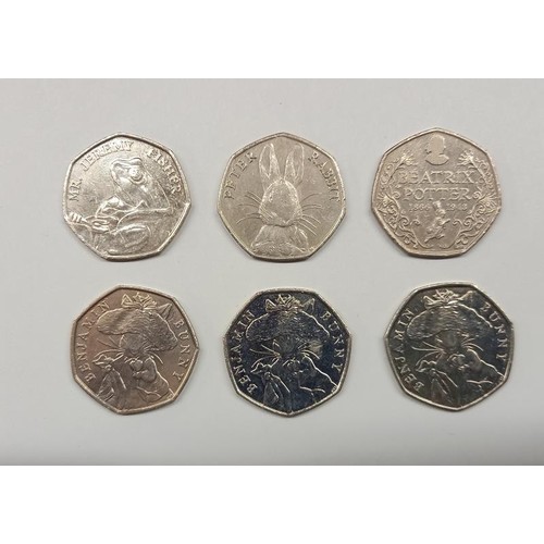 1164 - Forty five collectable Beatrix Potter 50 pence coins, (£22.50 face value).