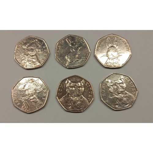 1164 - Forty five collectable Beatrix Potter 50 pence coins, (£22.50 face value).