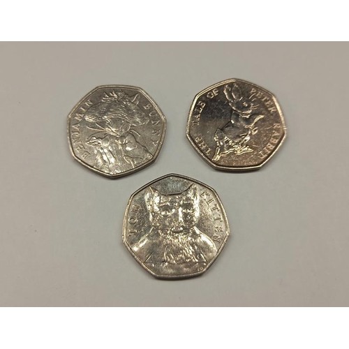 1164 - Forty five collectable Beatrix Potter 50 pence coins, (£22.50 face value).