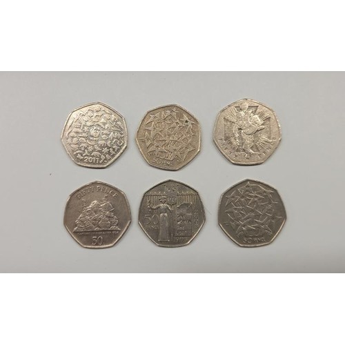 1166 - A large collection of collectable 50p coins including Benjamin Britain, Isaac Newton etc., with dupl... 