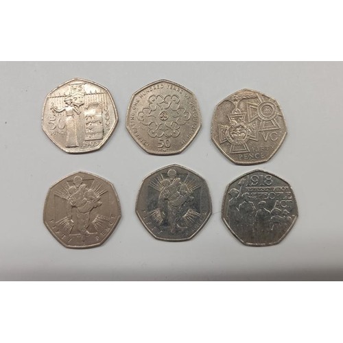 1166 - A large collection of collectable 50p coins including Benjamin Britain, Isaac Newton etc., with dupl... 