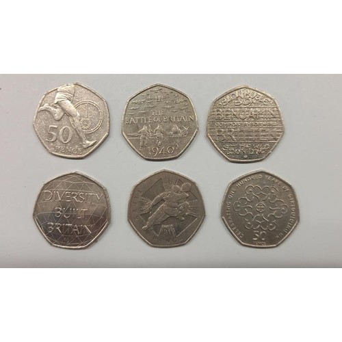 1166 - A large collection of collectable 50p coins including Benjamin Britain, Isaac Newton etc., with dupl... 