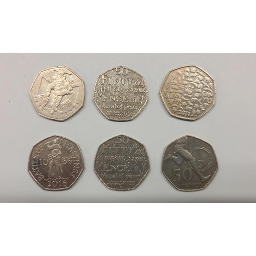 1166 - A large collection of collectable 50p coins including Benjamin Britain, Isaac Newton etc., with dupl... 