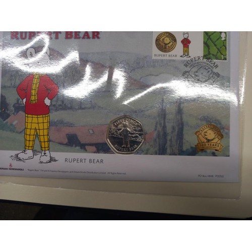 1169 - A Ruper Bear Isle of Man official 50 pence cover collection.