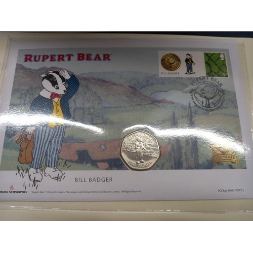 1169 - A Ruper Bear Isle of Man official 50 pence cover collection.