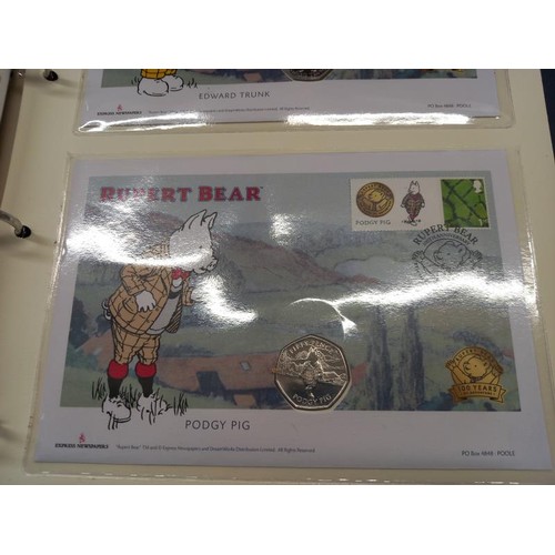 1169 - A Ruper Bear Isle of Man official 50 pence cover collection.